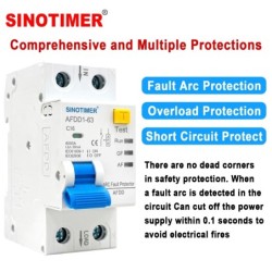 Siguranta Automata cu Protectie Arc Electric, AFDD Sinotimer AFDD1-63 C16, 16A, 230V AC